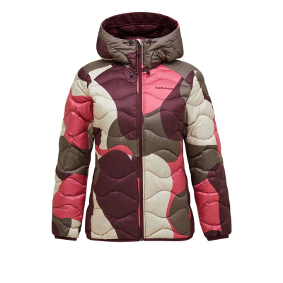 PEAK PERFORMANCE Damen Helium AOP Daunen-Kapuzenjacke pink
